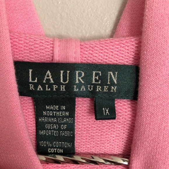 Lauren Ralph Lauren Pink 1/4 Sleeve Hoodie - Picture 3 of 5